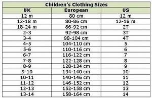 Kids Size Chart Eu V Us Google Søgning