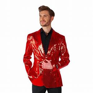 Men 39 S Suitmeister Sequins Red Shiny Slim Fit Christmas Party Blazer