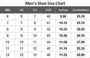 Mens Shoe Size Chart Shoe Size Chart Men Shoes Size Size Chart