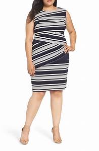 Main Image Papell Stripe Body Con Dress Plus Size Midi