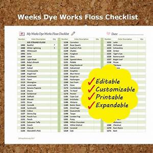 Editable Weeks Dye Works Embroidery Floss Checklist Colors Etsy