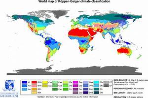 World Map Of Köppen Geiger Climate Classifications Geography Map