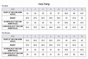 Vera Wang Size Chart A Visual Reference Of Charts Chart Master