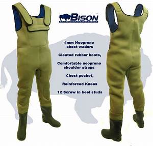 Bison 4mm Neoprene Chest Waders All Sizes With Free Studs Neoprene
