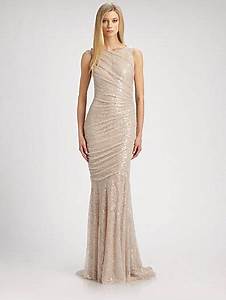  Marc Valvo Sequined Lace Gown Saks Com Dresses Gowns