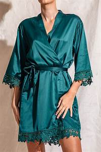 Ella Emerald Green Lace Satin Bridesmaids Robe