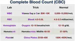 Complete Blood Count Table Picture