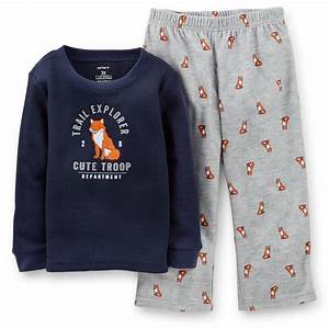 Carter 39 S Little Boys 39 2 Piece Thermal Cotton Pajamas Fox 4t Navy