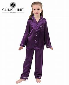 Purple Silk Pajamas Set For Girls Pajamas Nightwears