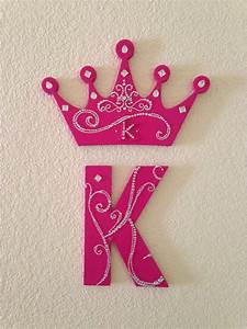 Blinged Monogram Letter Quot K Quot And Princess Crown Painted Pink With White