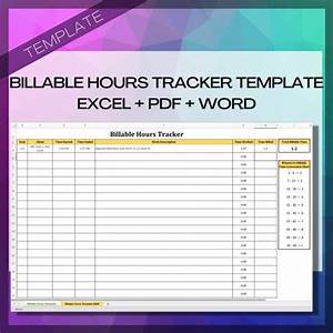 Billable Hours Tracker Template Excel Pdf Word Bundle Etsy