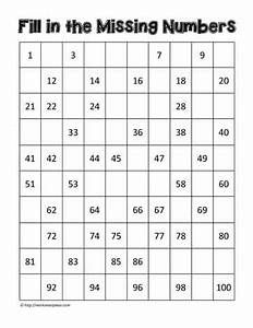 100 Chart Missing Numbers Worksheets