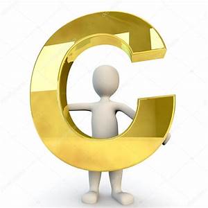 3d Human Character Holding Golden Alphabet Letter C Stock Photo By