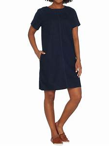 martha stewart size m short sleeve denim shift dress dark indigo nyc