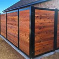 Black Metal and Wood Privacy Fence