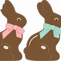 Chocolate Bunny with Blue Ribbon Clip Art