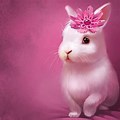 Cute Bunny with Pink Flowers