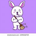 Cute Cartoon Rabbit Sweeping