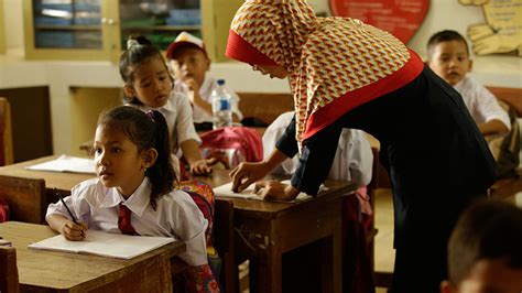 Teaching students in Indonesia