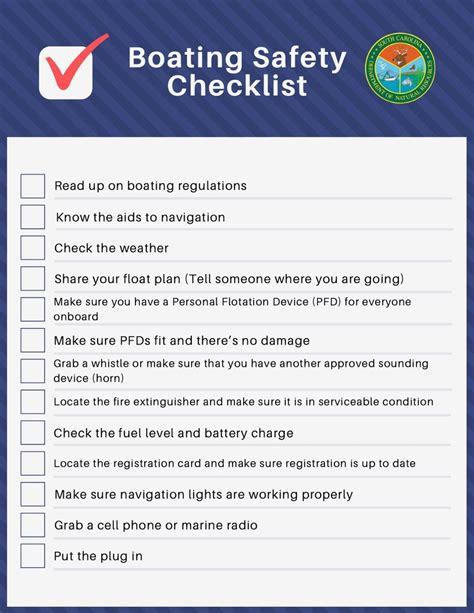 Checklist of safety features on a boat