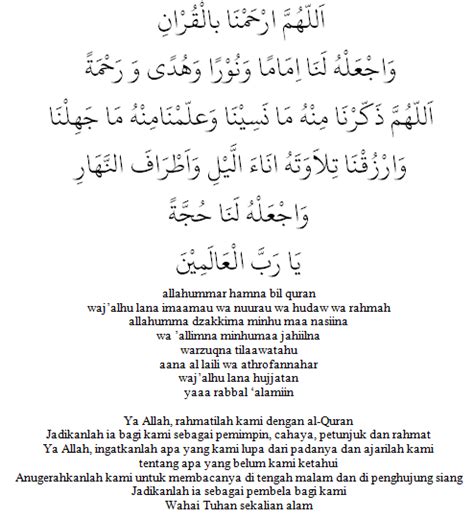 Doa Allahummarhamna Bil Quran Indonesia
