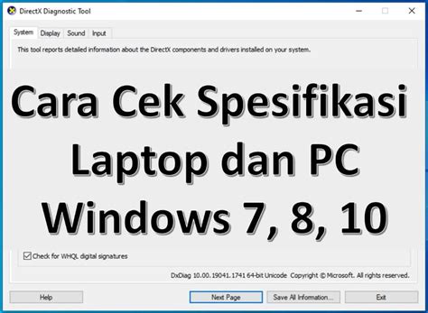 Spesifikasi Laptop Anda