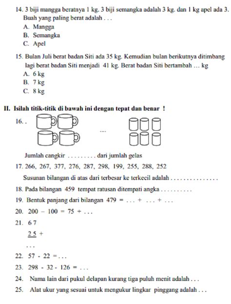 latihan soal matematika kelas 2 SD