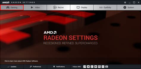 AMD Radeon Settings tab