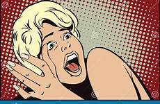 screaming girl people horror retro vintage pop illustration style comic stock vector woman face crying advertising shouting advertisements preview hair