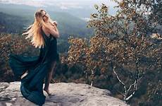 women landscape model nature leaves forest hair windy long outdoors barefoot blonde wallpaper dress fall photography trees rock autumn tree