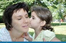 kissing daughter mother her lovely happy