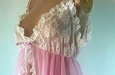 babydoll pink negligee vintage nylon lace etsy lingerie nightie sheer nightgown chiffon small 1960s beautiful california size made
