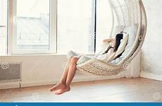 chair relax comfortable teenage relaxing chilling hanging sitting child window near young girl preview conce