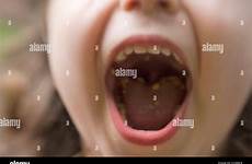 mouth food girl showing close stock alamy another