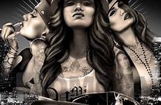 chicano lowrider wallpaper girl gangster drawings designs tattoos canvas cholas girls style chola cholo alfredo choose board