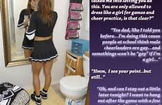 captions tg caps cheerleader feminization courtney feminized cheerleaders humiliation cheerleading anziehen petticoated