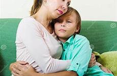 mother aged teenager consoling sad middle stock crying