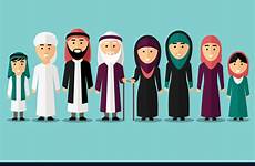 muslim family arab vector characters flat royalty