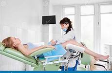 gynecologist patient chair gynecological woman young women examining her professional doctor lying gynecology preview checkup stock consultation create