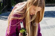 woman alcohol drunk bottle young stock blond frustration preview