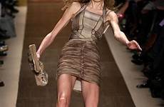 fashion jagaciak model monika models runway leger herve week 2009 show high heels falling oops catwalk fall upskirt popsugar girls