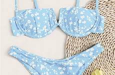 bikini shein swimsuit underwire floral ditsy bikinis wired usa blue cute swimsuits trendy choose board sets mode