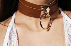 choker women leather necklace neck punk circle collar exaggerated hasp pu chocker rivet statement round sexy jewelry necklaces