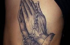 hands tattoo praying rosary tattoos hand prayer cross rib religious ribs designs side devotional drawing scott classic cool thigh getdrawings