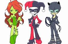 harley quinn batman ivy poison catwoman fanart chibi anime dc skin green jester zerochan style character harlequin girls arkham board