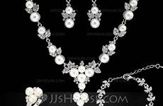 jjshouse loading attractive rhinestone plated alloy platinum pearl ladies sets jewelry