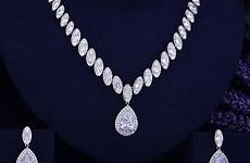 jewelry dubai naija zirconia 2pcs cubic nigerian waterdrop jewellery bride necklace luxury wedding set women