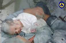 baby rubble alive syrian syria aleppo bombed under pulled head hours building after