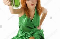 irish sexy beer lass drinking green dress posing shutterstock stock search
