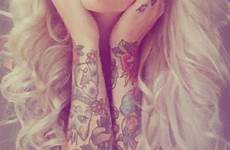 tattooed tattoos tattoo sexy blonde female girl choose board girls hair beautiful